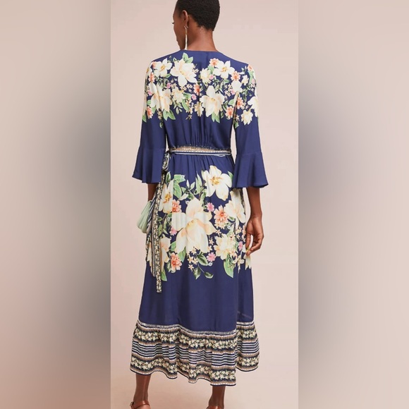 Anthropologie Farm Rio Midnight Flower Wrap Dress - Picture 3 of 8